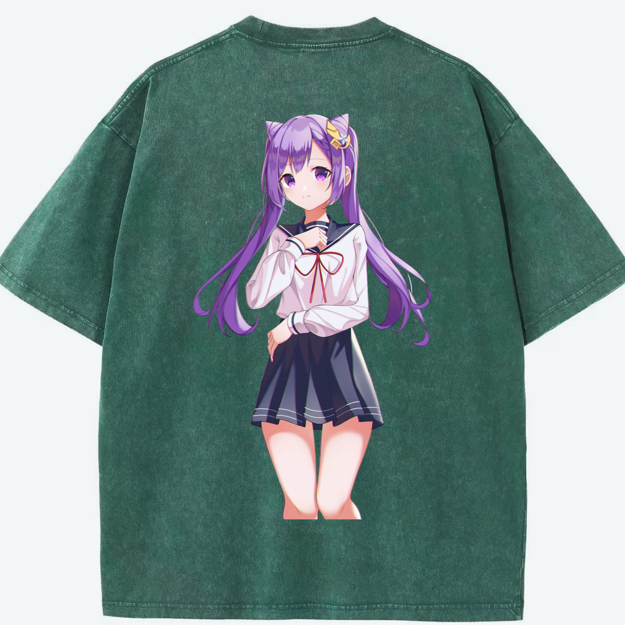 げんし神 刻晴 こくせい genshin Kokusei 綿100% ヴィンテージ風 半袖Tシャツ（背面プリント）